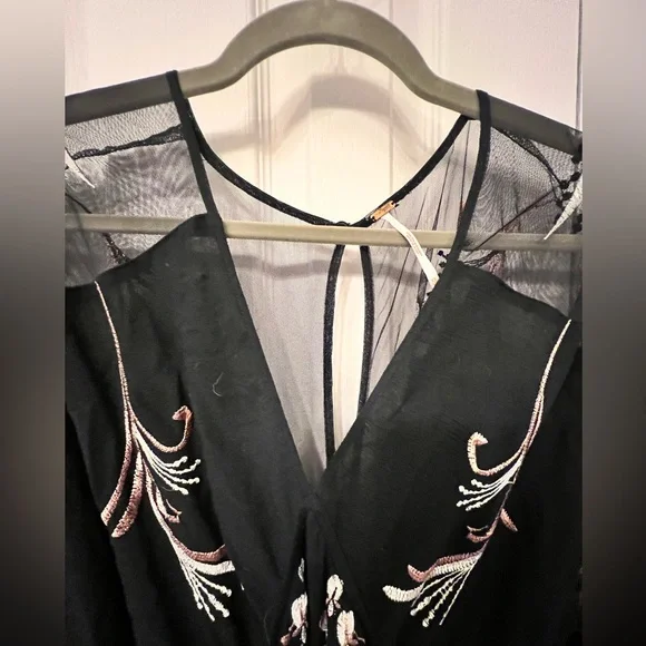 Free People Bonjour Black Embroidered Boho Dress, size XS - Picture 4 of 8